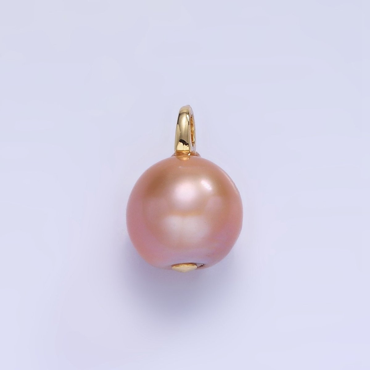 14K Gold Filled Pink Freshwater Pearl Button Drop Pendant | P1723