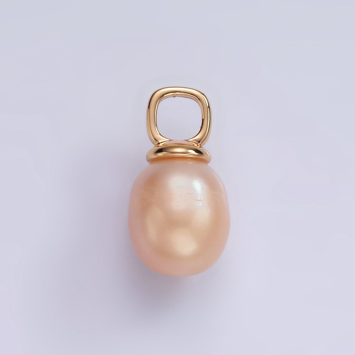 14K Gold Filled Pink Freshwater Pearl Drop Square Pendant in Gold & Silver | P1659