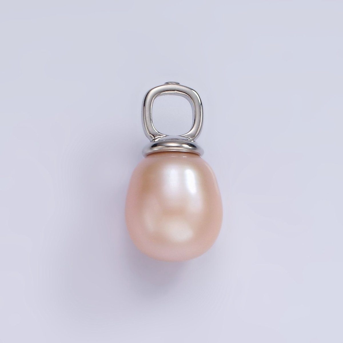 14K Gold Filled Pink Freshwater Pearl Drop Square Pendant in Gold & Silver | P1659