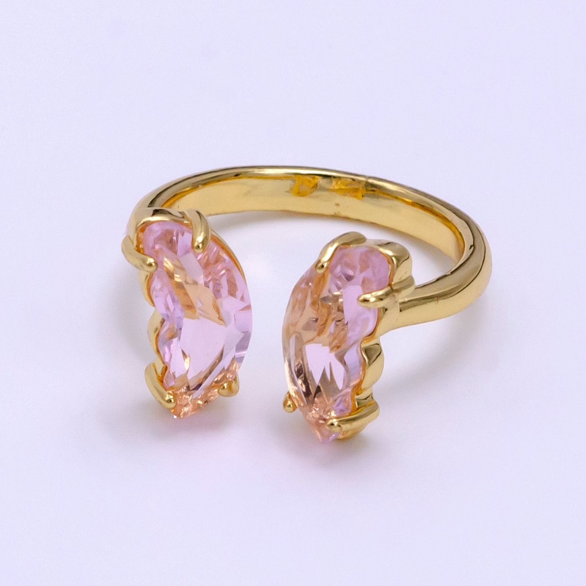 14K Gold Filled Pink, Iridescent AB CZ Butterfly Wrap Ring | O1281 O1901