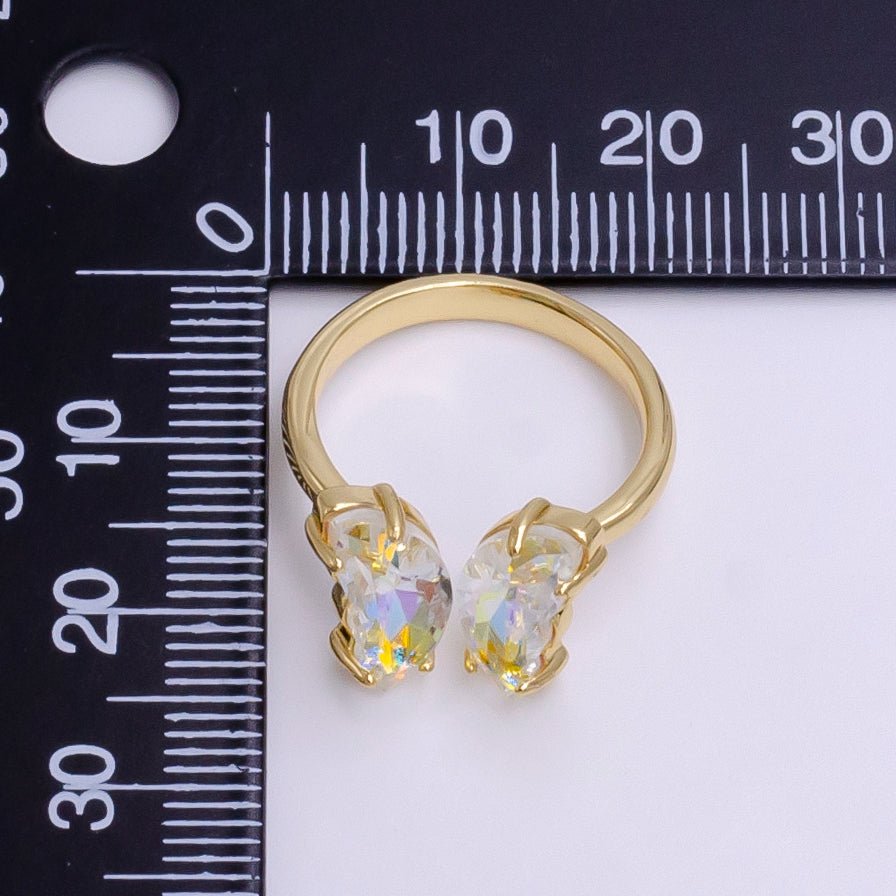 14K Gold Filled Pink, Iridescent AB CZ Butterfly Wrap Ring | O1281 O1901
