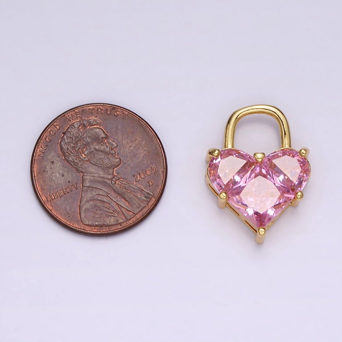 14K Gold Filled Pink Pixelated Heart Locket Charm in Gold & Silver | AG-286 AG-287