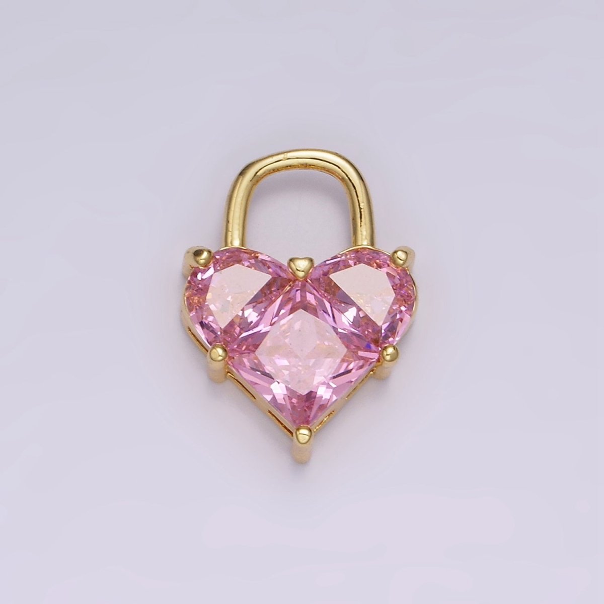 14K Gold Filled Pink Pixelated Heart Locket Charm in Gold & Silver | AG-286 AG-287