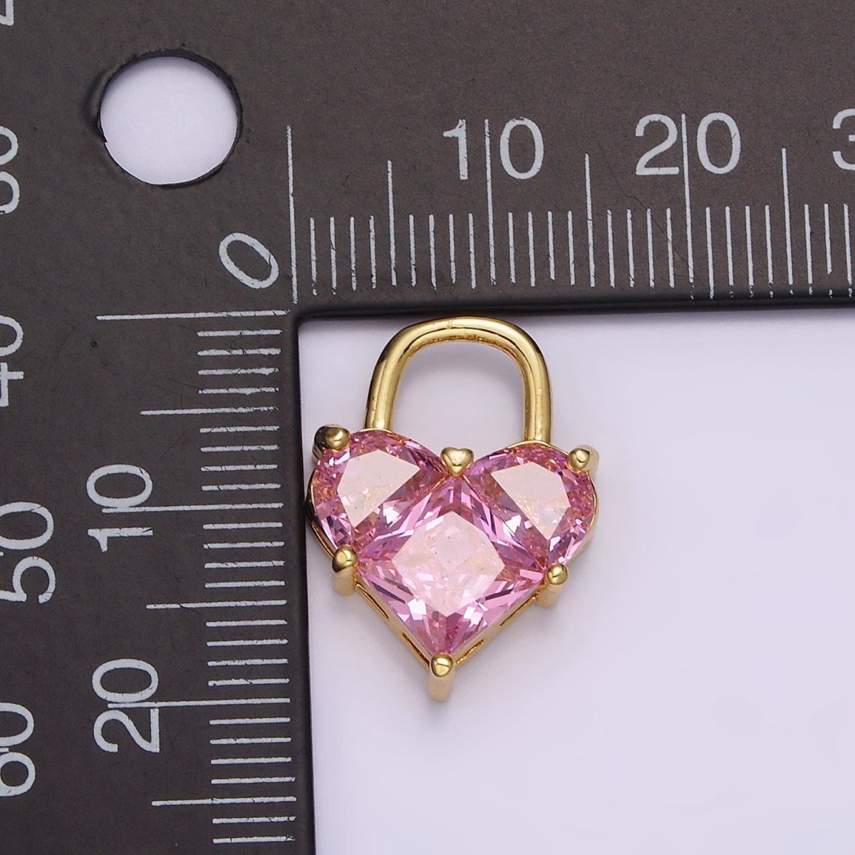 14K Gold Filled Pink Pixelated Heart Locket Charm in Gold & Silver | AG-286 AG-287