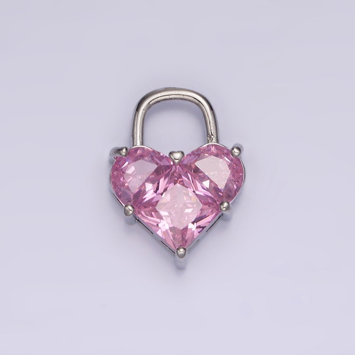14K Gold Filled Pink Pixelated Heart Locket Charm in Gold & Silver | AG-286 AG-287