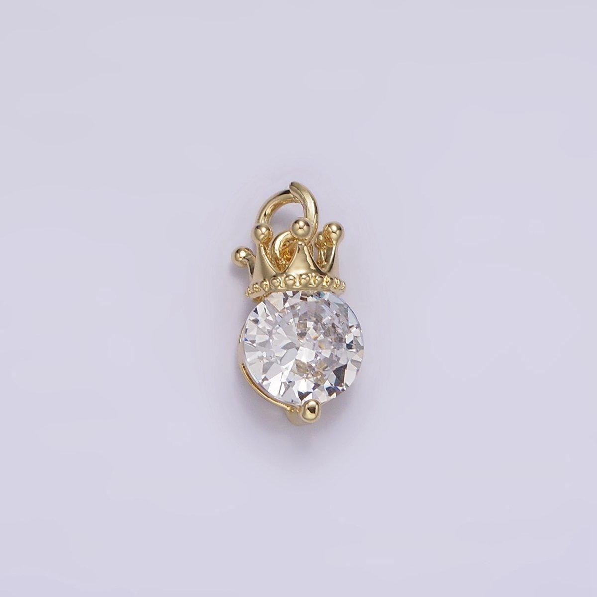 14K Gold Filled Pink, Purple, Clear Round CZ Crown Add-On Charm | AG238 - AG240