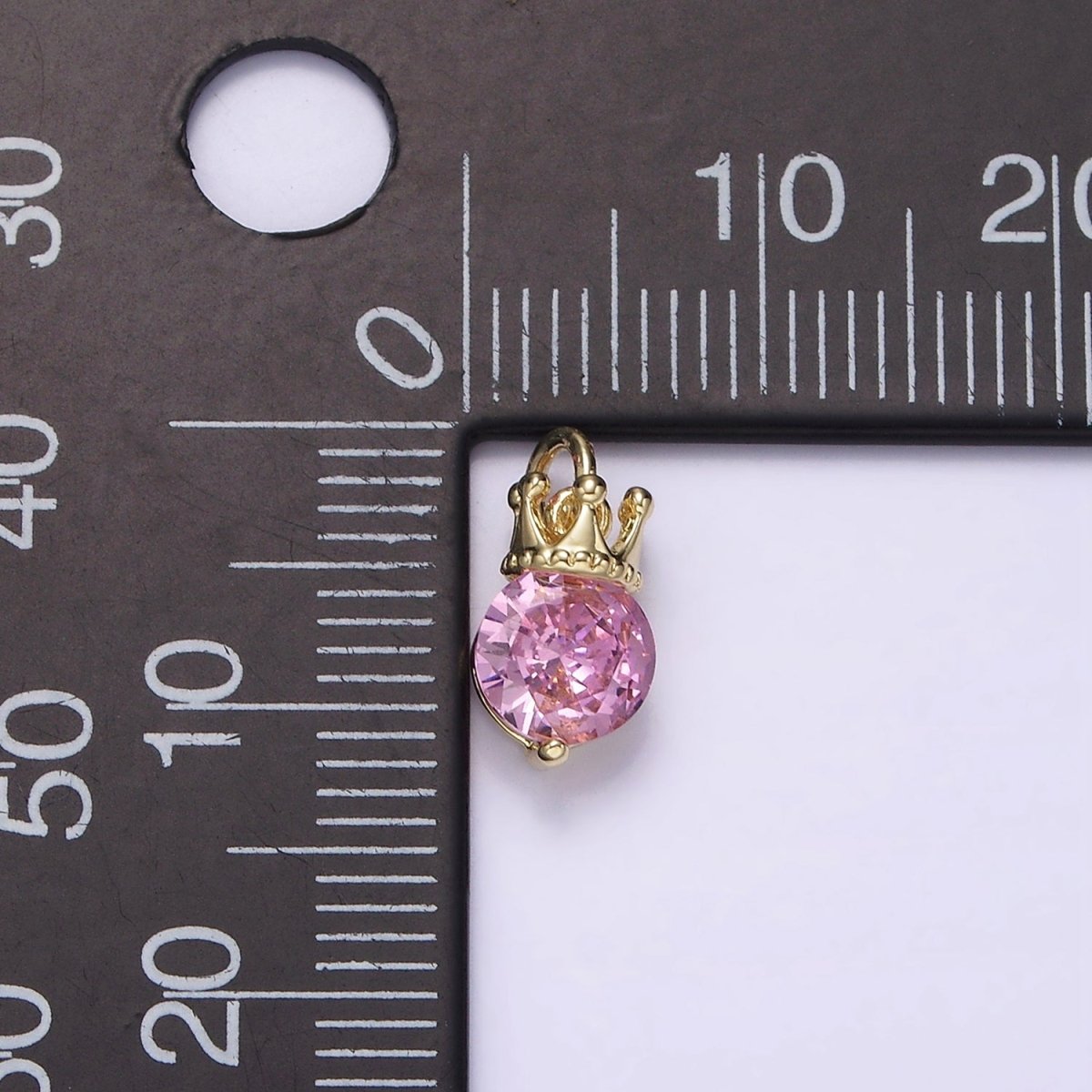 14K Gold Filled Pink, Purple, Clear Round CZ Crown Add-On Charm | AG238 - AG240