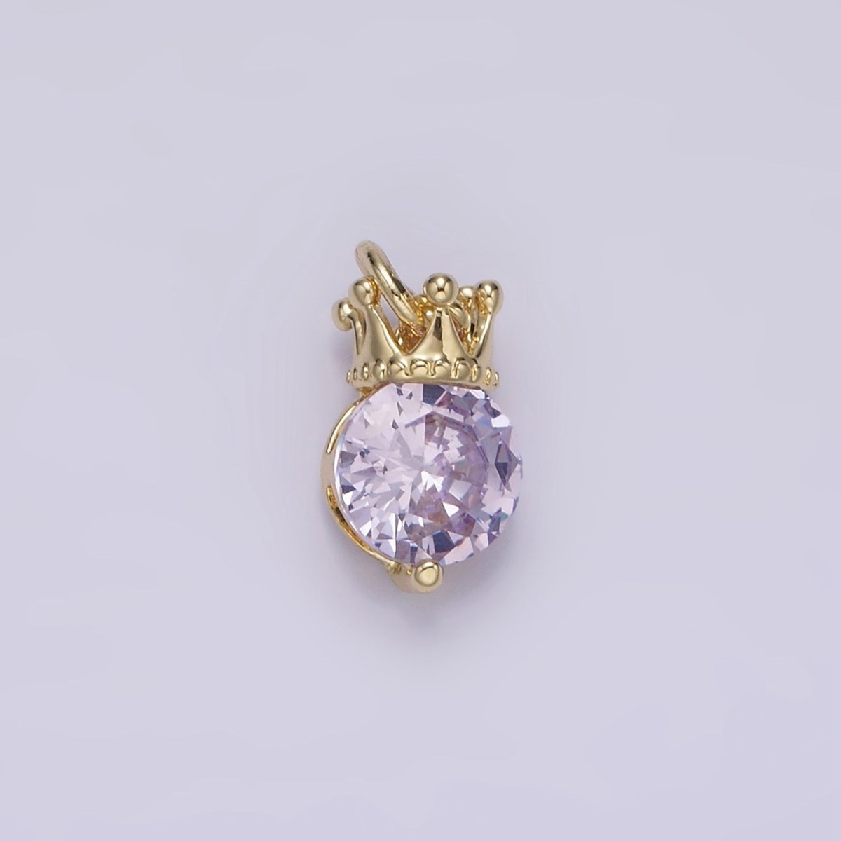 14K Gold Filled Pink, Purple, Clear Round CZ Crown Add-On Charm | AG238 - AG240
