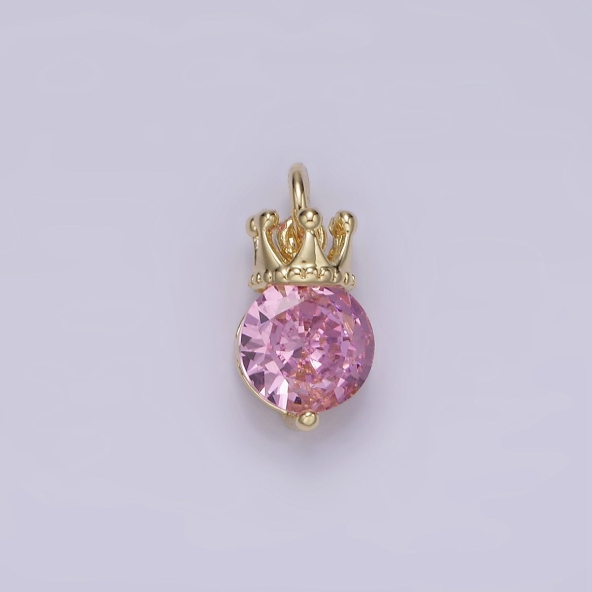 14K Gold Filled Pink, Purple, Clear Round CZ Crown Add-On Charm | AG238 - AG240