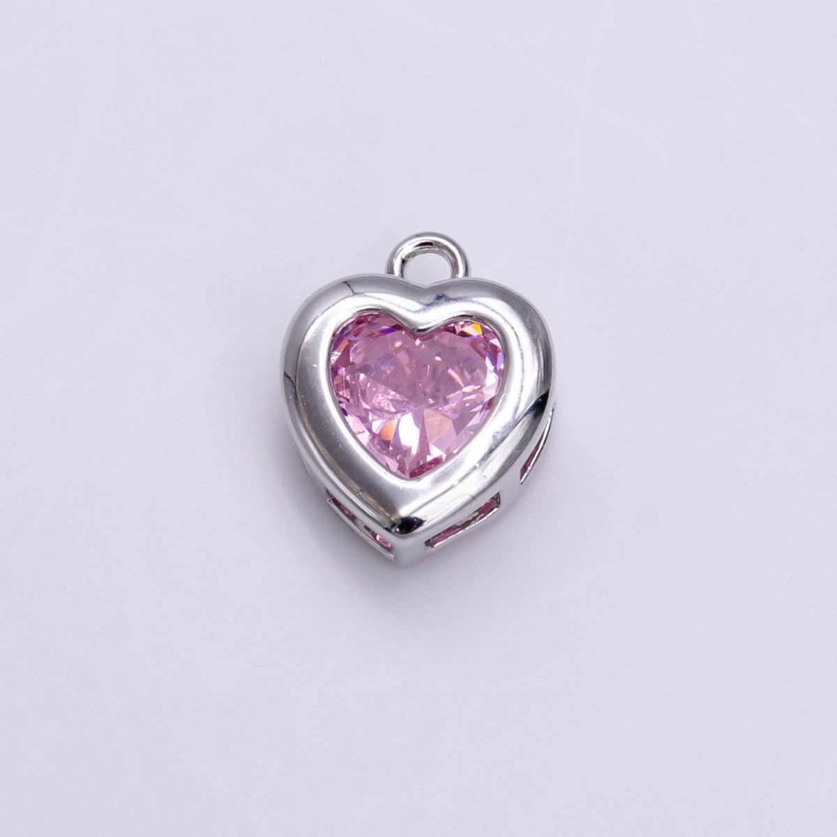 14K Gold Filled Pink, Purple CZ Heart Bezel Charm in Gold & Silver | C655 C662 C665 C680