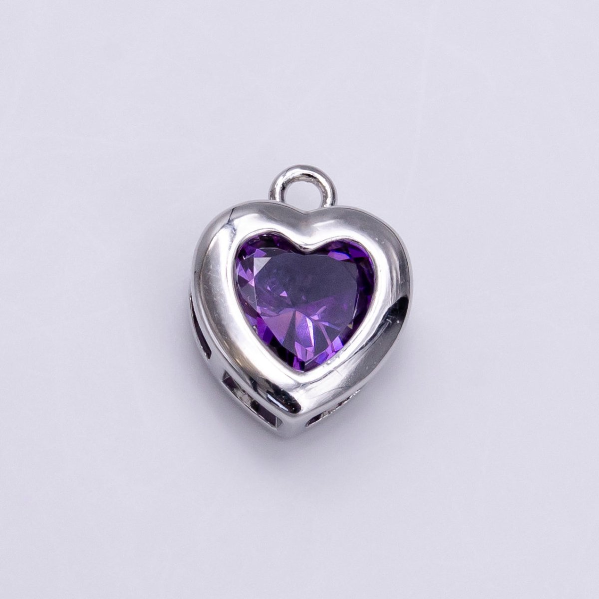 14K Gold Filled Pink, Purple CZ Heart Bezel Charm in Gold & Silver | C655 C662 C665 C680