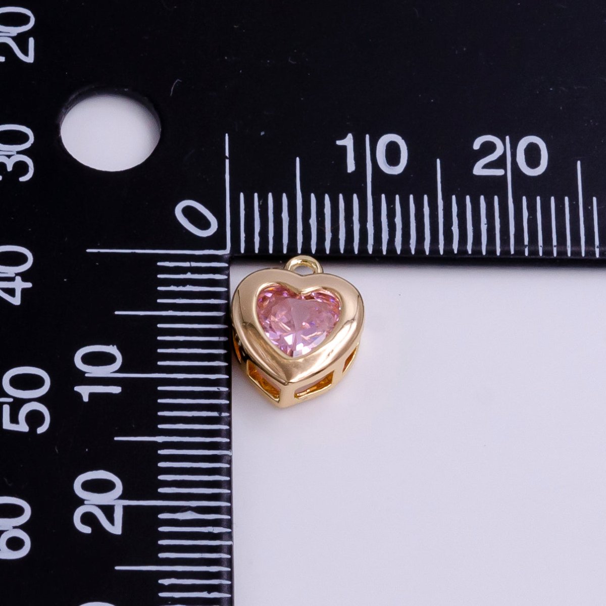 14K Gold Filled Pink, Purple CZ Heart Bezel Charm in Gold & Silver | C655 C662 C665 C680