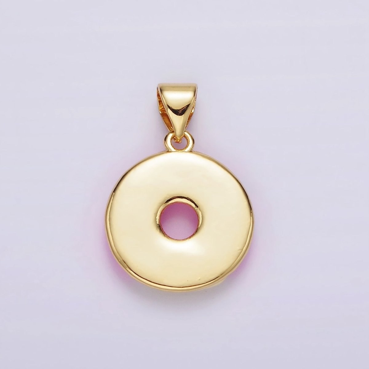 14K Gold Filled Pink Sprinkle Donut Enamel Pendant | AH080
