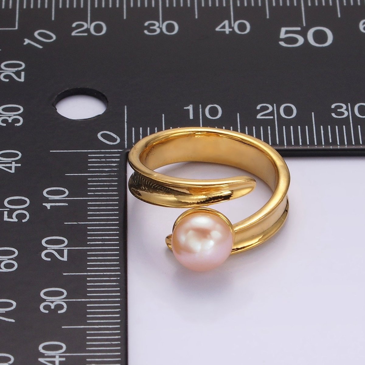 14K Gold Filled Pink, White Pearl Curved Wrap Band Minimalist Ring in Gold & Silver | O1086 - O1089