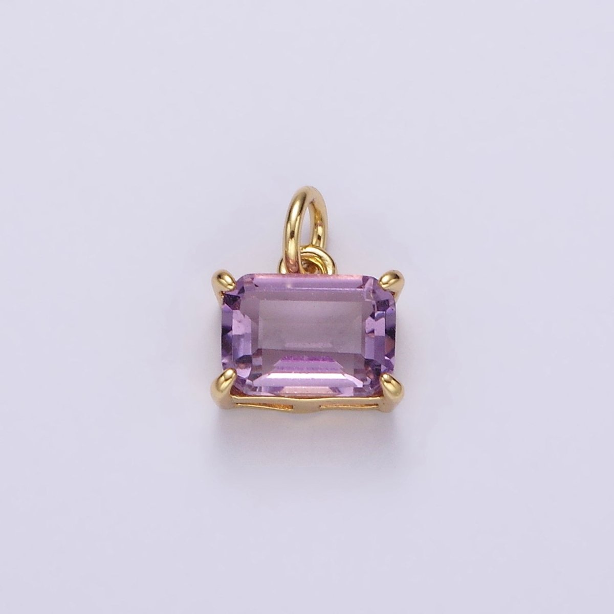 14K Gold Filled Natural Purple Baguette CZ Bezel Add-On Charm | AC728