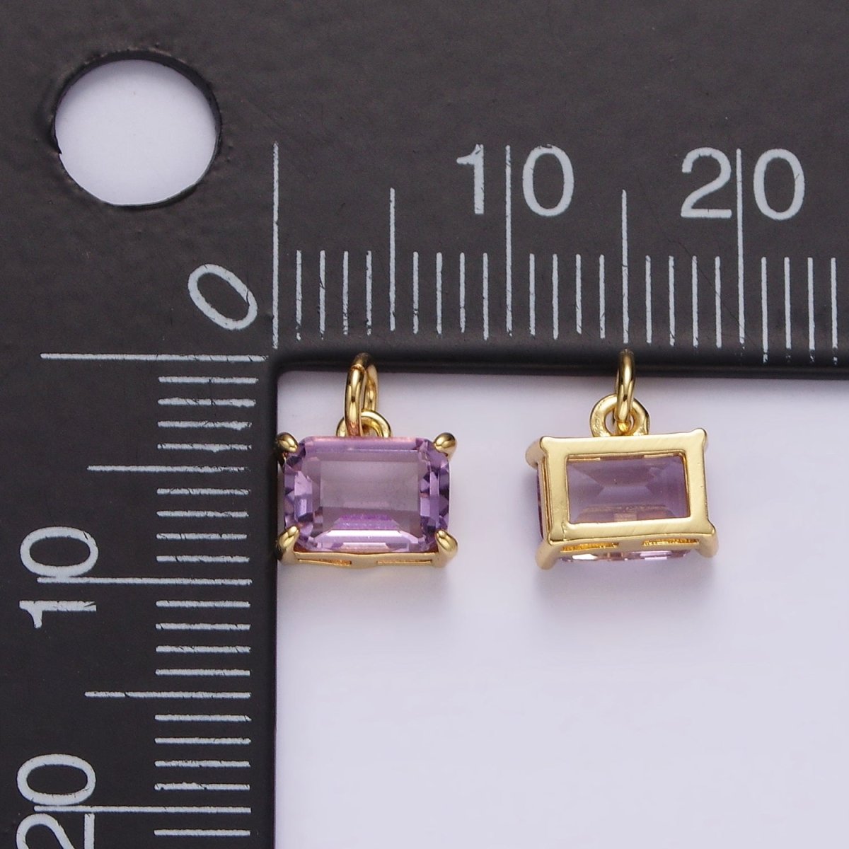 14K Gold Filled Natural Purple Baguette CZ Bezel Add-On Charm | AC728