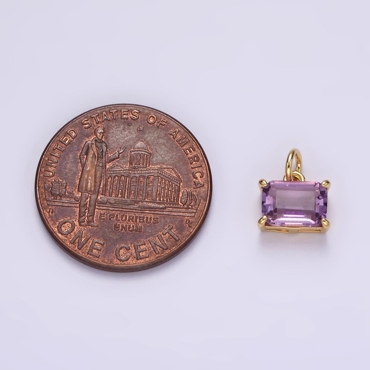 14K Gold Filled Natural Purple Baguette CZ Bezel Add-On Charm | AC728