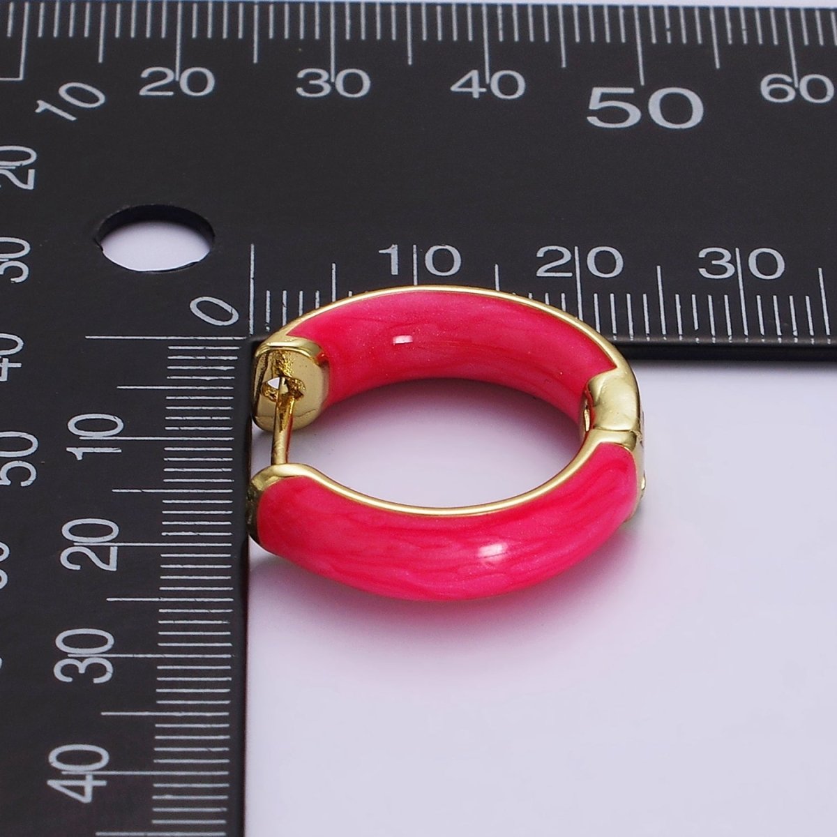 14K Gold Filled Purple, Black, White, Baby Pink, Hot Pink, Teal Sparkly Enamel Front-Facing 25mm Hoop Earrings | AE653 - AE658