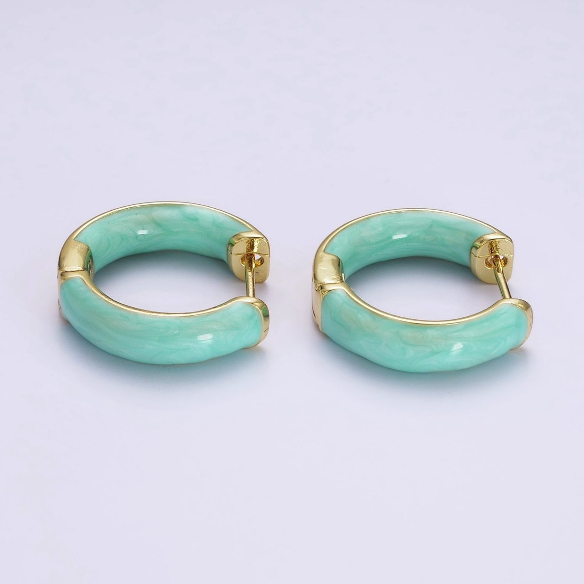 14K Gold Filled Purple, Black, White, Baby Pink, Hot Pink, Teal Sparkly Enamel Front-Facing 25mm Hoop Earrings | AE653 - AE658