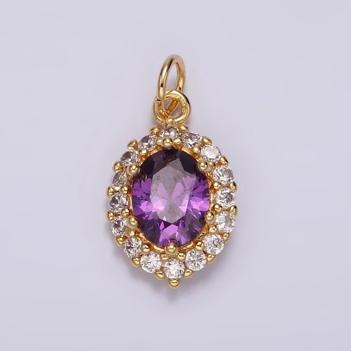 14K Gold Filled Purple CZ Micro Paved Oval Add-On Charm | AG498