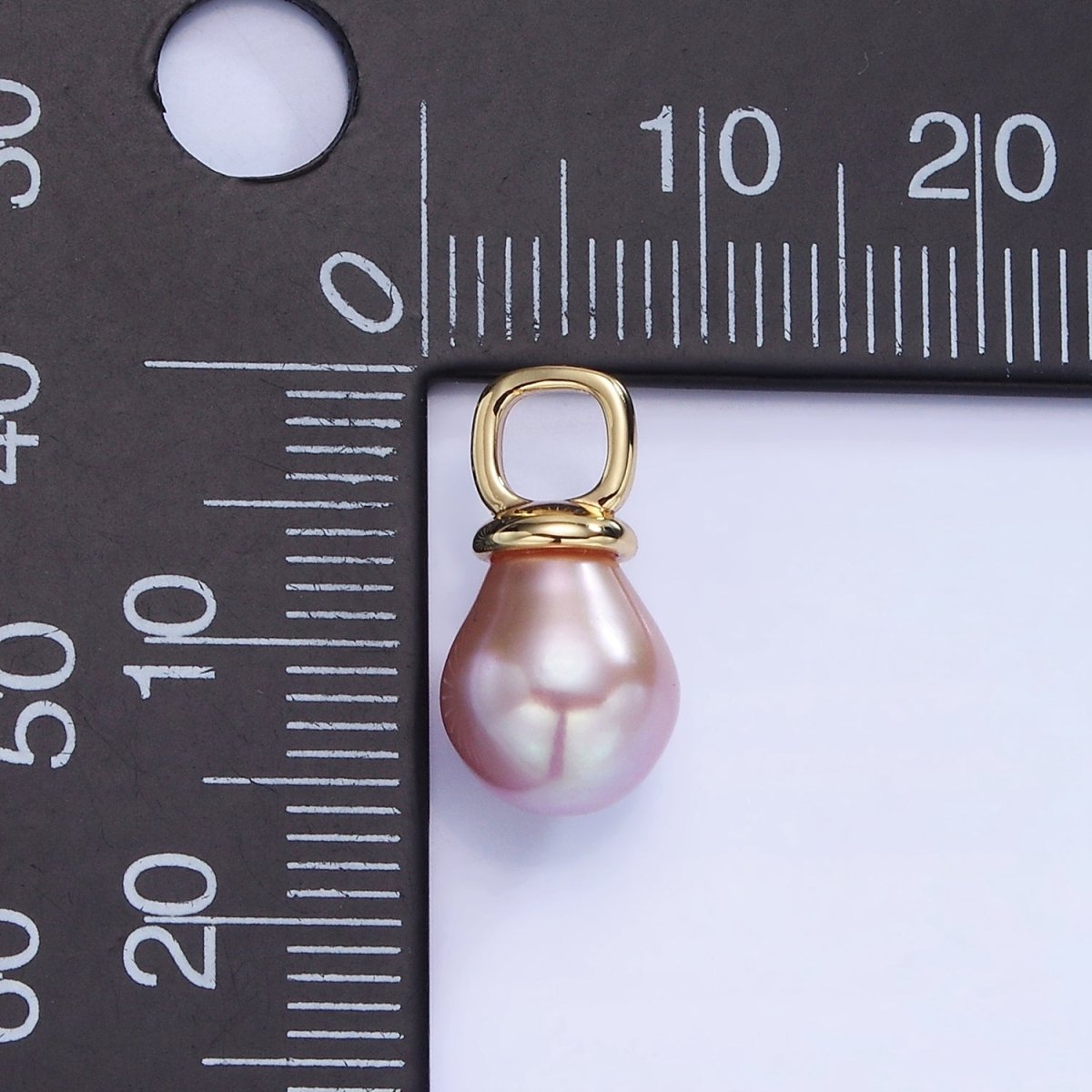 14K Gold Filled Purple Freshwater Pearl Square Bail Drop Pendant | P1739