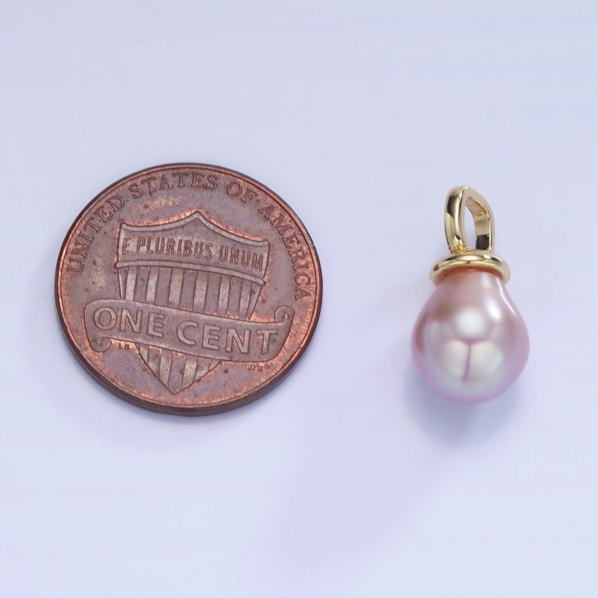 14K Gold Filled Purple Freshwater Pearl Square Bail Drop Pendant | P1739
