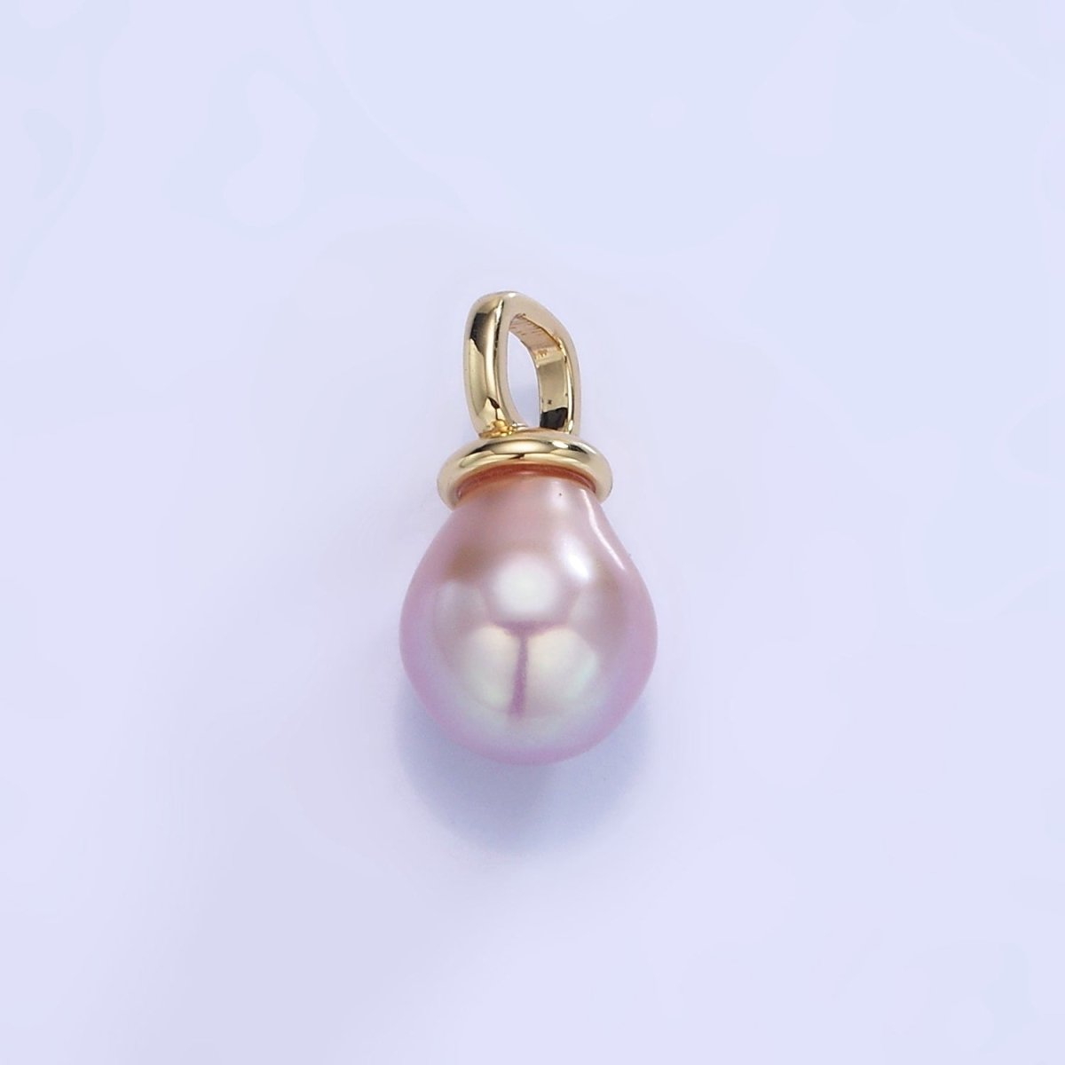 14K Gold Filled Purple Freshwater Pearl Square Bail Drop Pendant | P1739