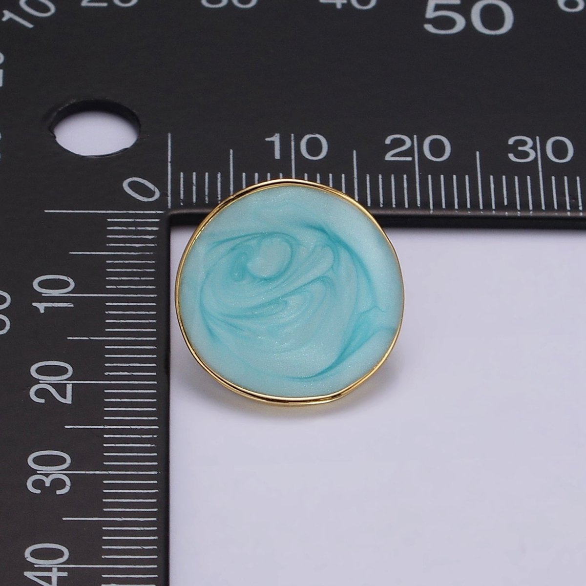 14K Gold Filled Purple, Pink, Blue, White, Green Enamel Dome Round Stud Earrings | V-251 - V-255