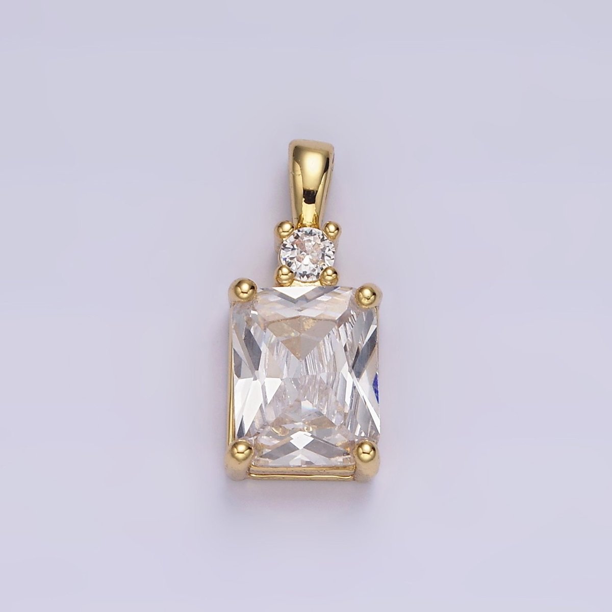 14K Gold Filled Purple, Pink, Clear Baguette Square CZ Pendant | AA659 - AA661