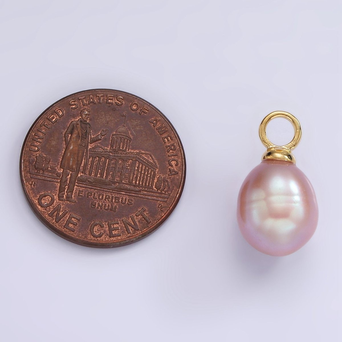 14K Gold Filled Purple, Pink Freshwater Pearl Button Drop Pendant | P1661