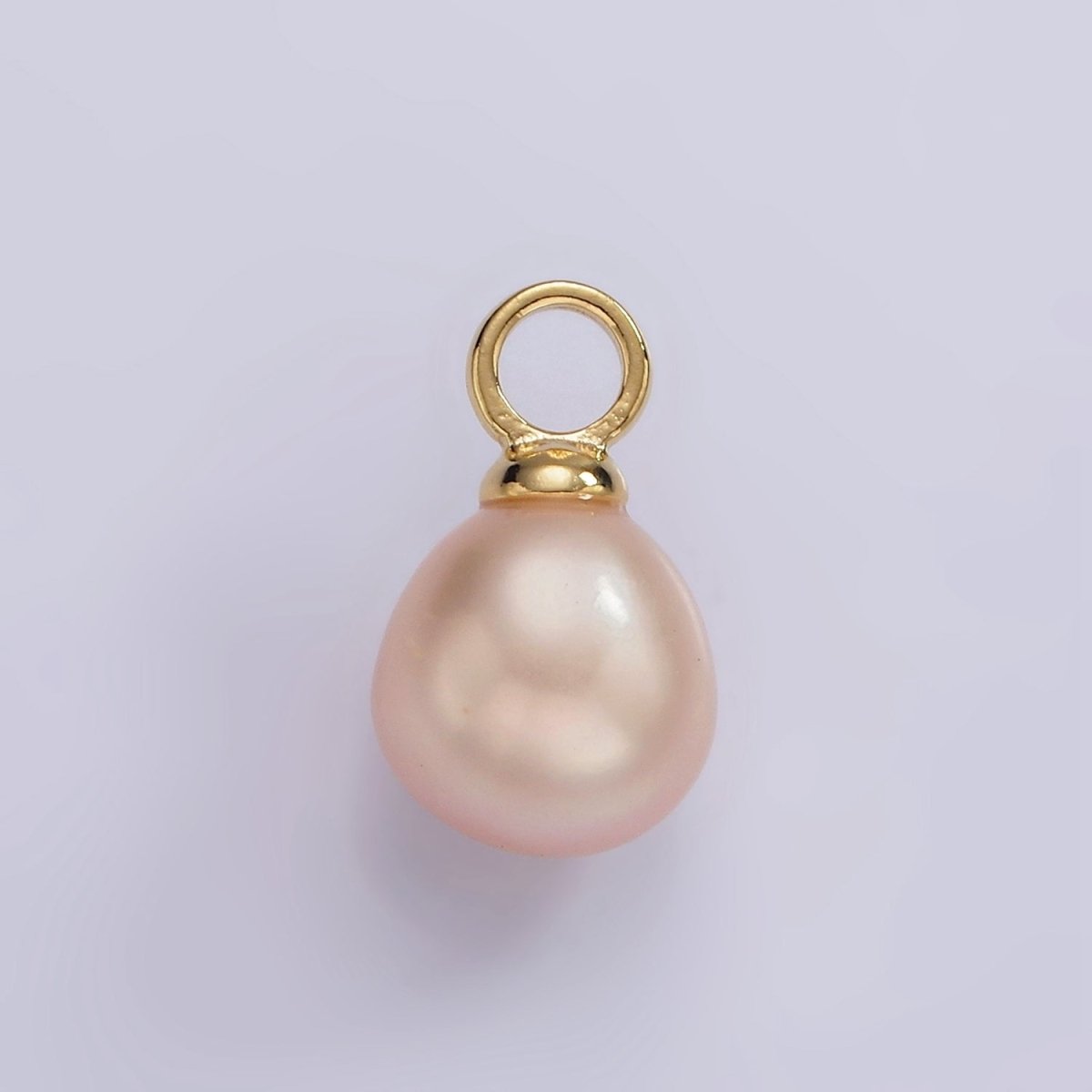 14K Gold Filled Purple, Pink Freshwater Pearl Button Drop Pendant | P1661
