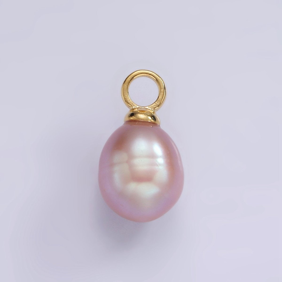 14K Gold Filled Purple, Pink Freshwater Pearl Button Drop Pendant | P1661