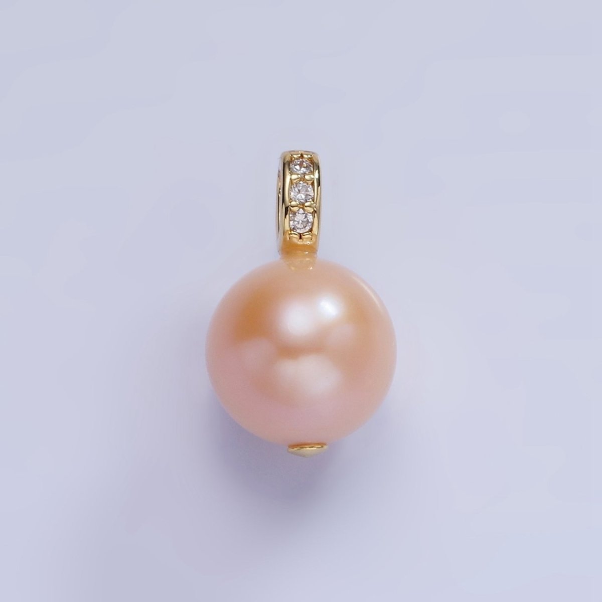 14K Gold Filled Purple, Pink Freshwater Pearl Button Micro Paved CZ Bail Pendant | P1721 P1722