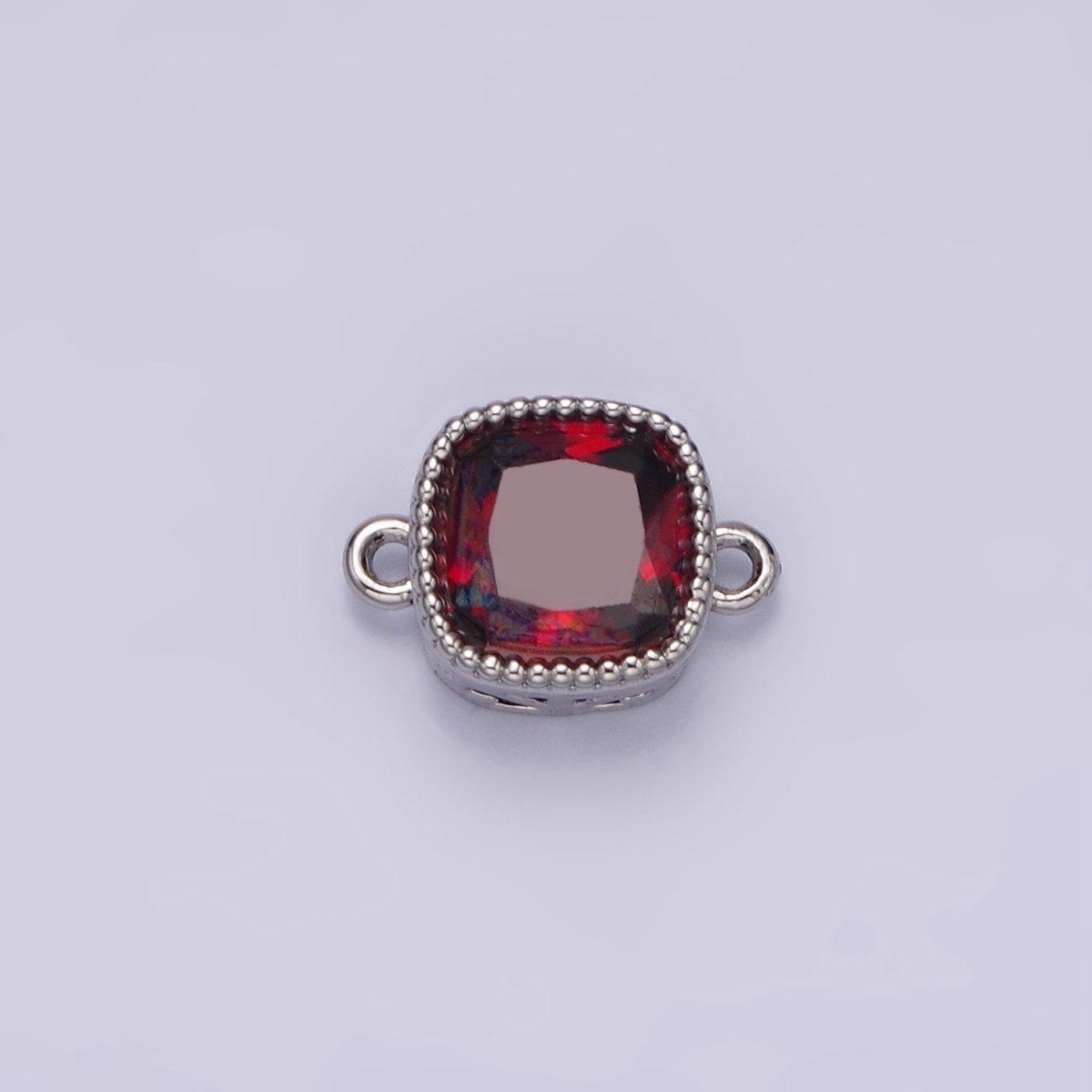 14K Gold Filled Purple, Red, Pink, Clear, Peach, Green CZ Square Filigree Connector in Gold & Silver | G-065 - G-074