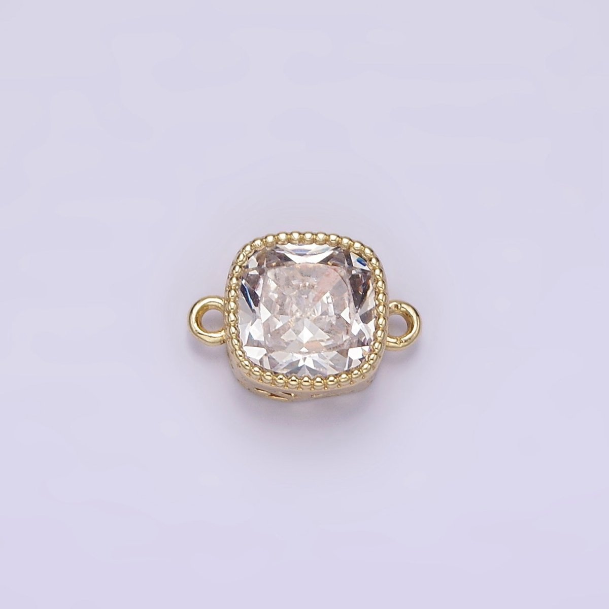 14K Gold Filled Purple, Red, Pink, Clear, Peach, Green CZ Square Filigree Connector in Gold & Silver | G-065 - G-074