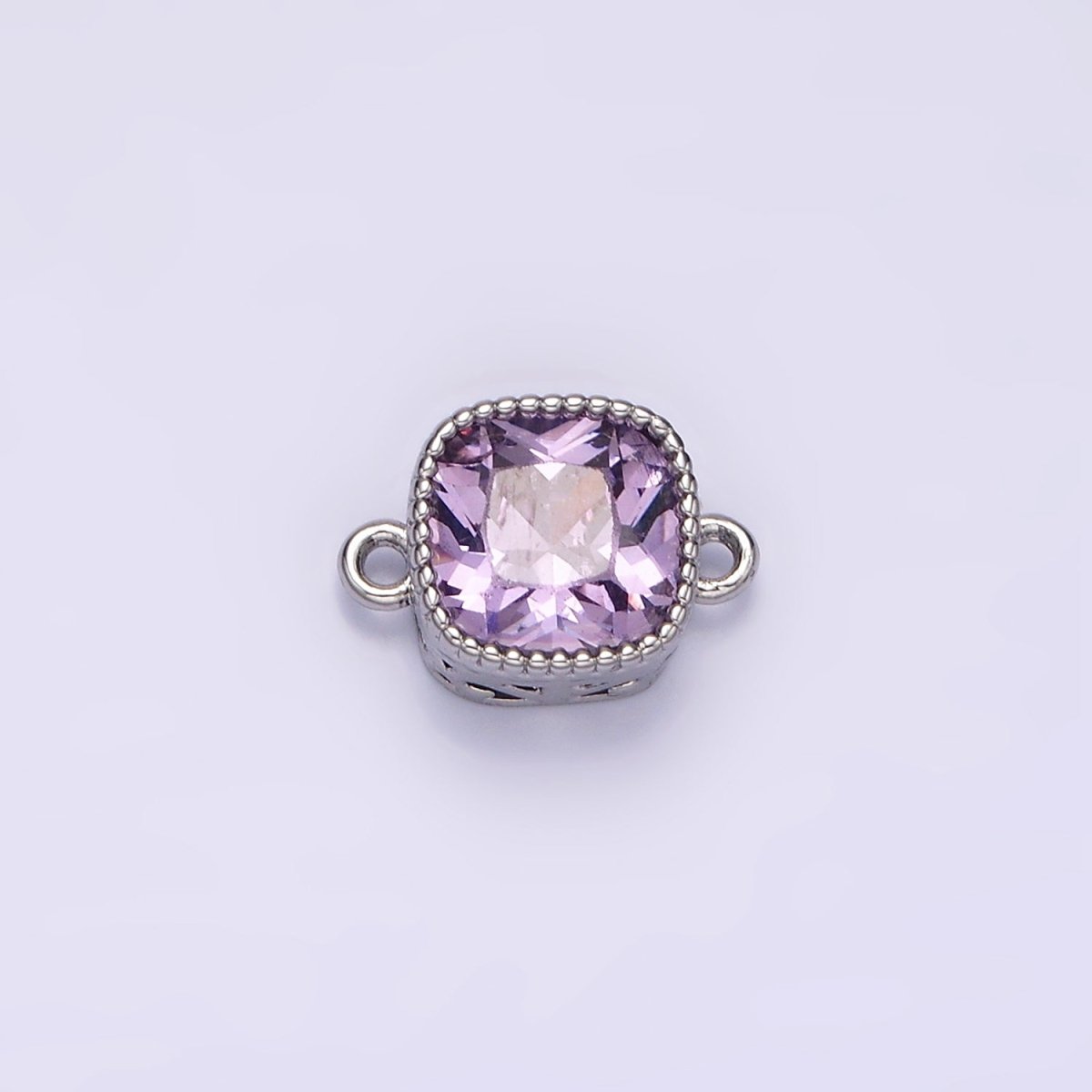14K Gold Filled Purple, Red, Pink, Clear, Peach, Green CZ Square Filigree Connector in Gold & Silver | G-065 - G-074