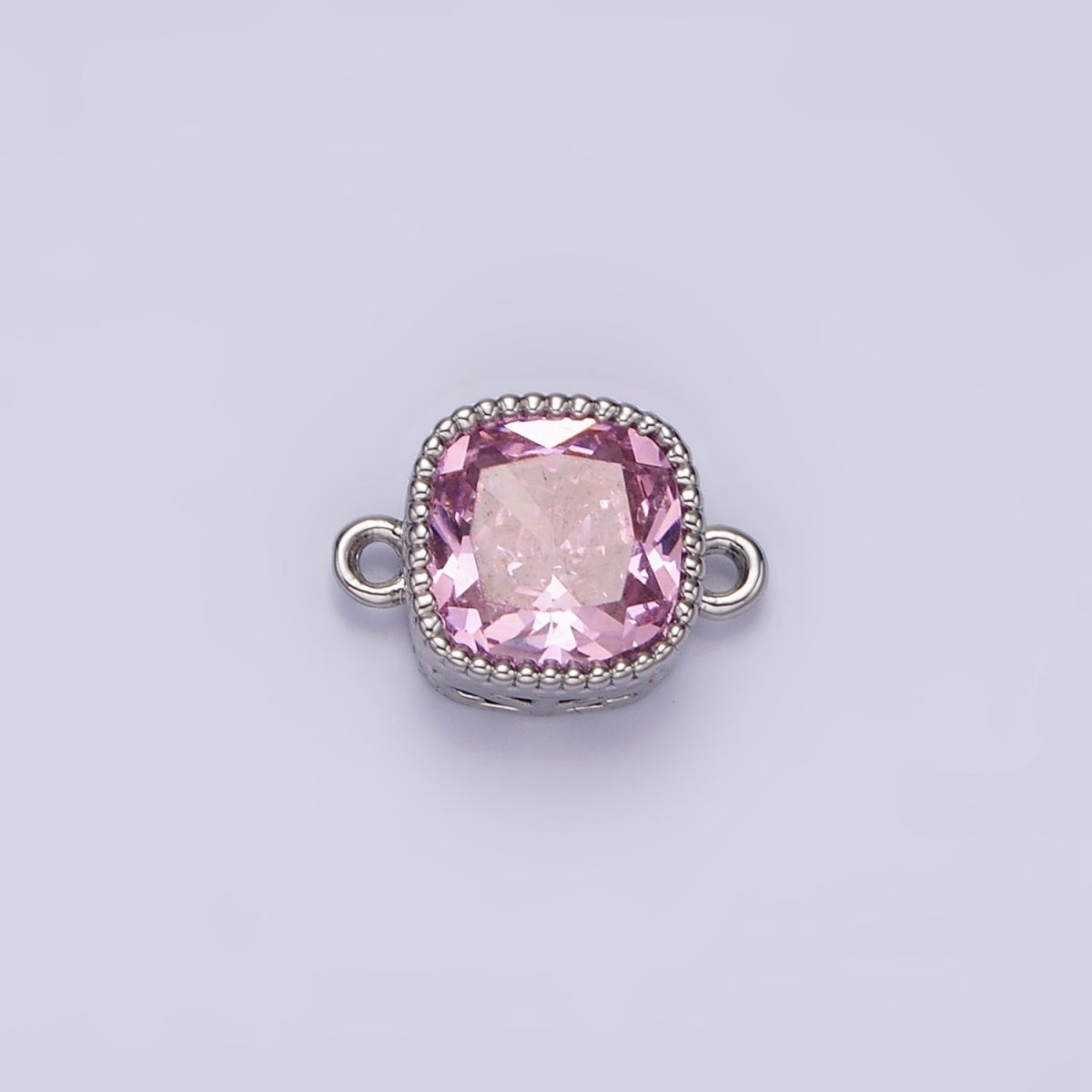 14K Gold Filled Purple, Red, Pink, Clear, Peach, Green CZ Square Filigree Connector in Gold & Silver | G-065 - G-074