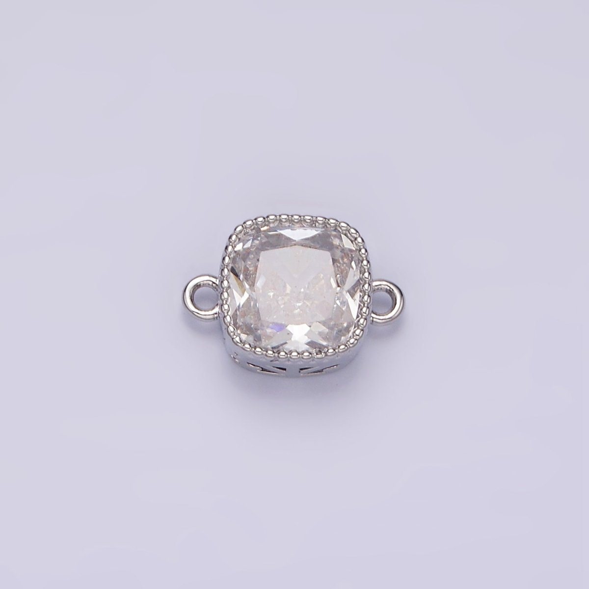 14K Gold Filled Purple, Red, Pink, Clear, Peach, Green CZ Square Filigree Connector in Gold & Silver | G-065 - G-074