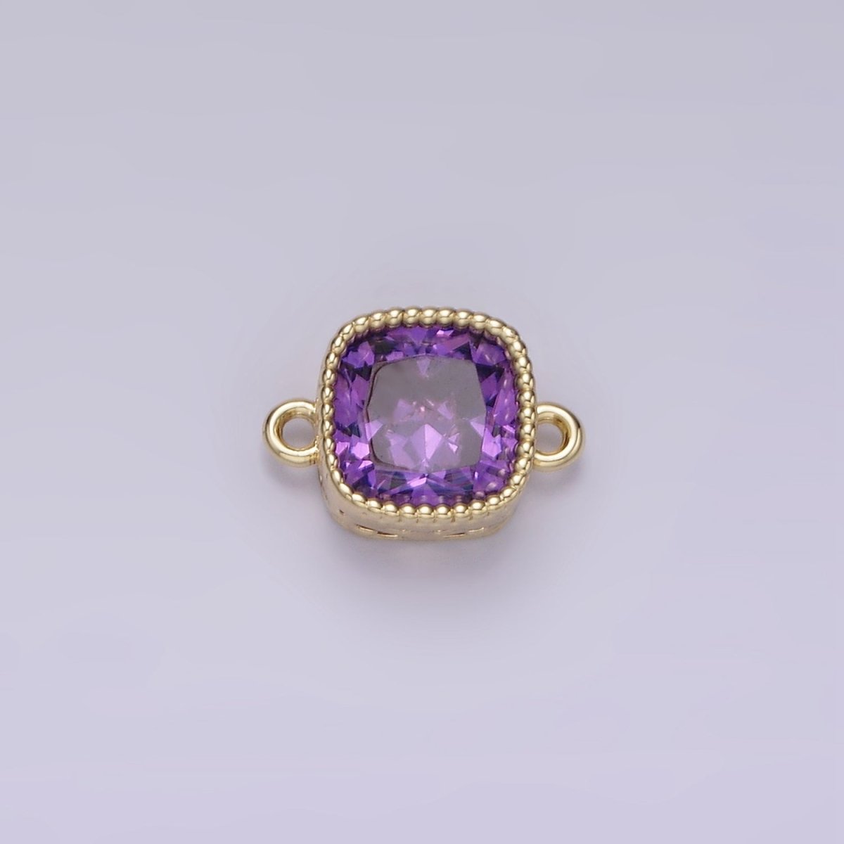 14K Gold Filled Purple, Red, Pink, Clear, Peach, Green CZ Square Filigree Connector in Gold & Silver | G-065 - G-074