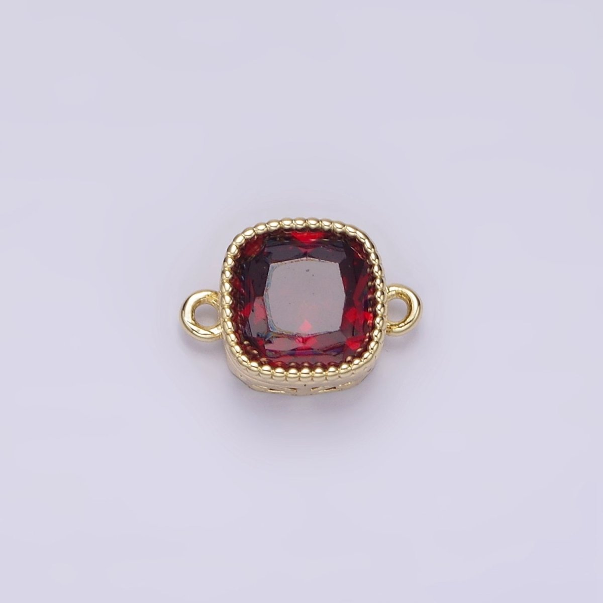14K Gold Filled Purple, Red, Pink, Clear, Peach, Green CZ Square Filigree Connector in Gold & Silver | G-065 - G-074
