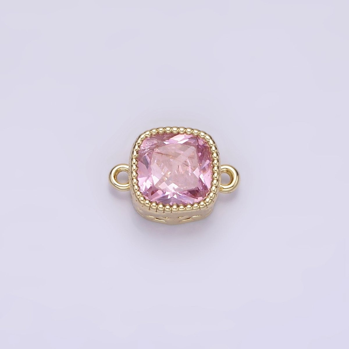 14K Gold Filled Purple, Red, Pink, Clear, Peach, Green CZ Square Filigree Connector in Gold & Silver | G-065 - G-074