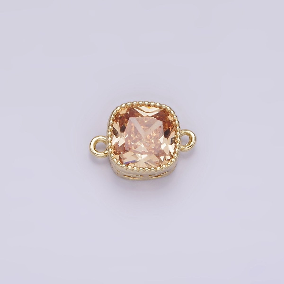 14K Gold Filled Purple, Red, Pink, Clear, Peach, Green CZ Square Filigree Connector in Gold & Silver | G-065 - G-074
