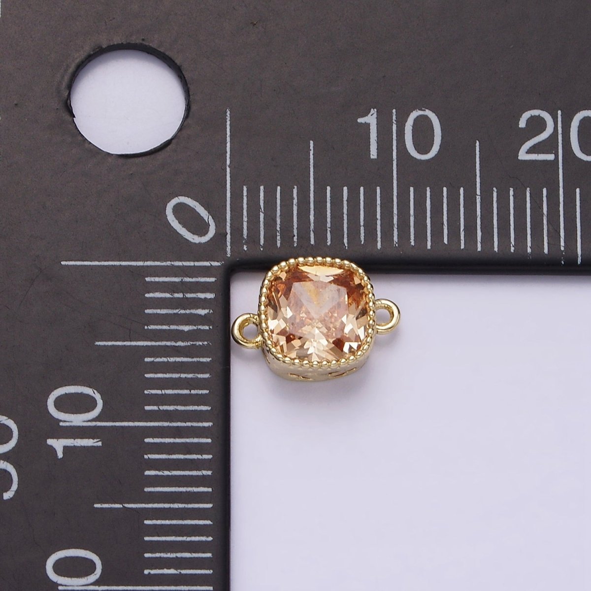 14K Gold Filled Purple, Red, Pink, Clear, Peach, Green CZ Square Filigree Connector in Gold & Silver | G-065 - G-074