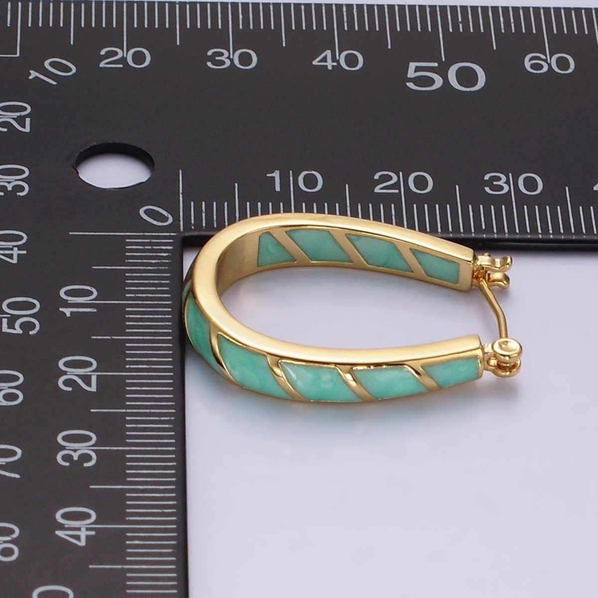 14K Gold Filled Purple, Teal, Pink, White Enamel Front-Facing U-Shaped Latch Hoop Earrings | AE951 - AE954