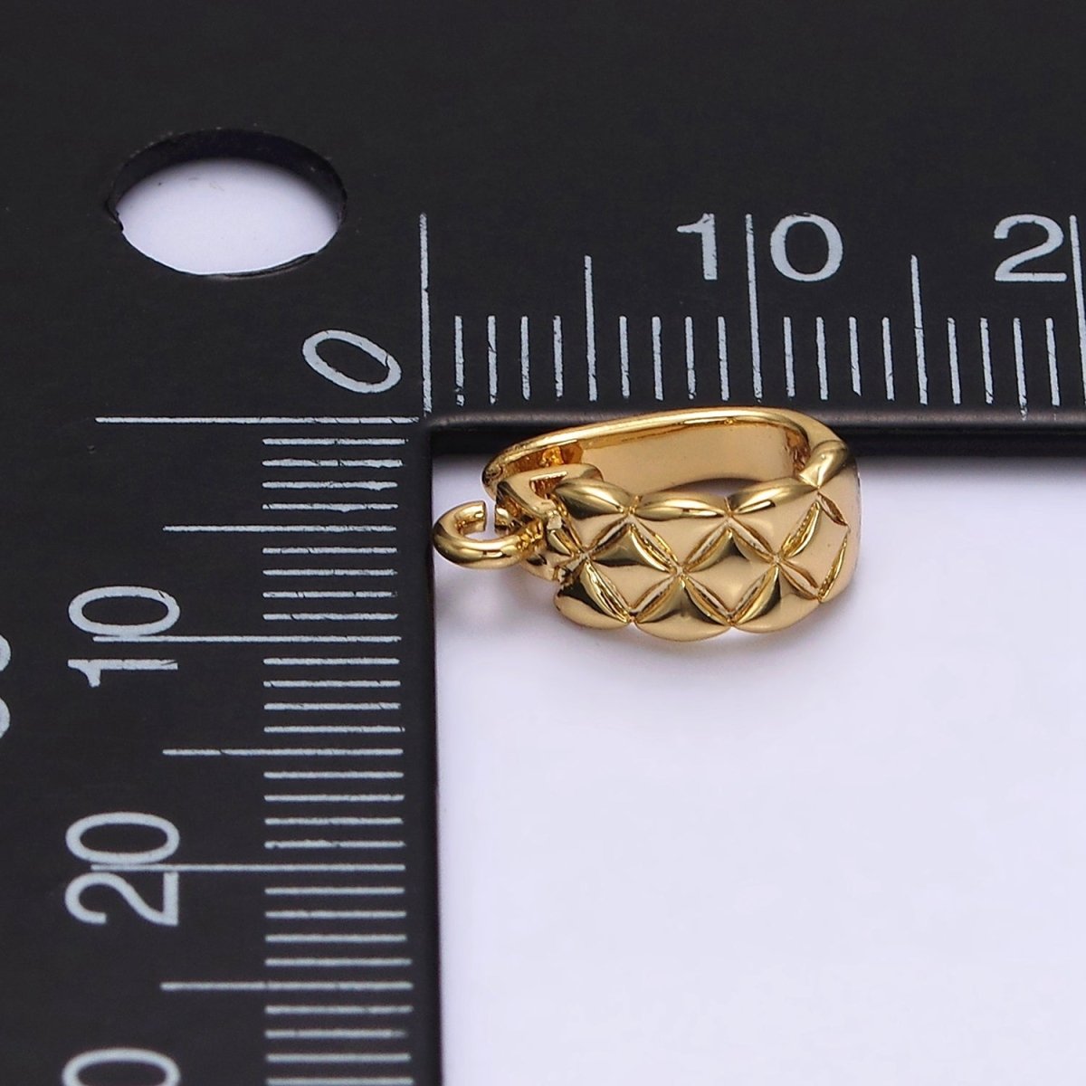 14K Gold Filled Quilted Open Loop Interchangeable Charm Holder Jewelry Supply in Gold & Silver | Z-927 Z-928