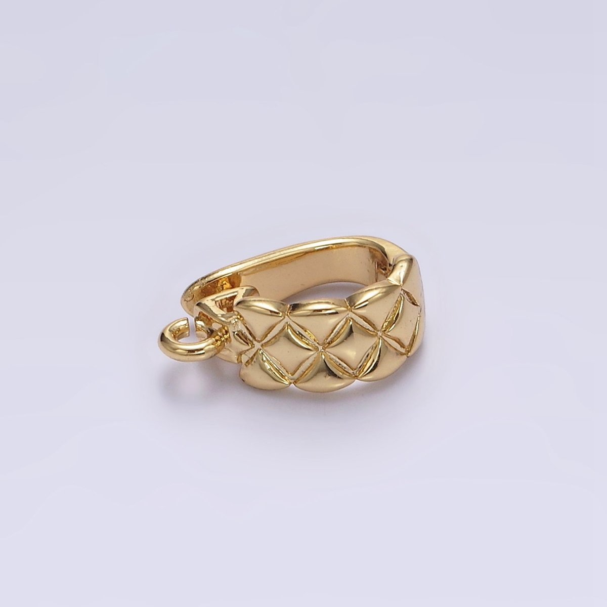 14K Gold Filled Quilted Open Loop Interchangeable Charm Holder Jewelry Supply in Gold & Silver | Z-927 Z-928