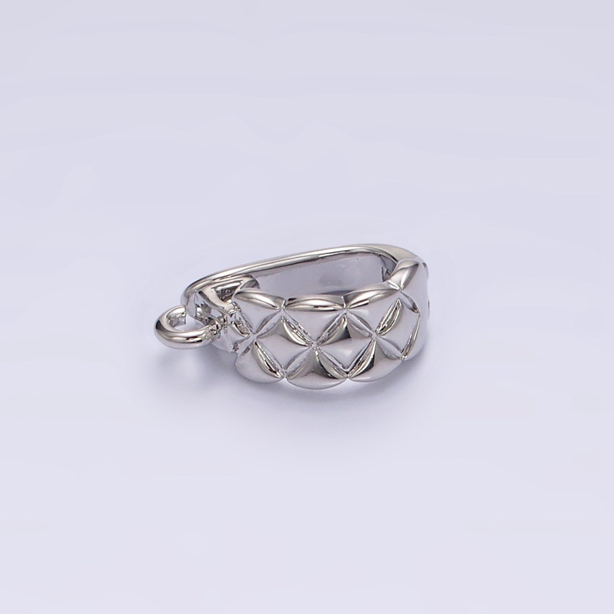 14K Gold Filled Quilted Open Loop Interchangeable Charm Holder Jewelry Supply in Gold & Silver | Z-927 Z-928