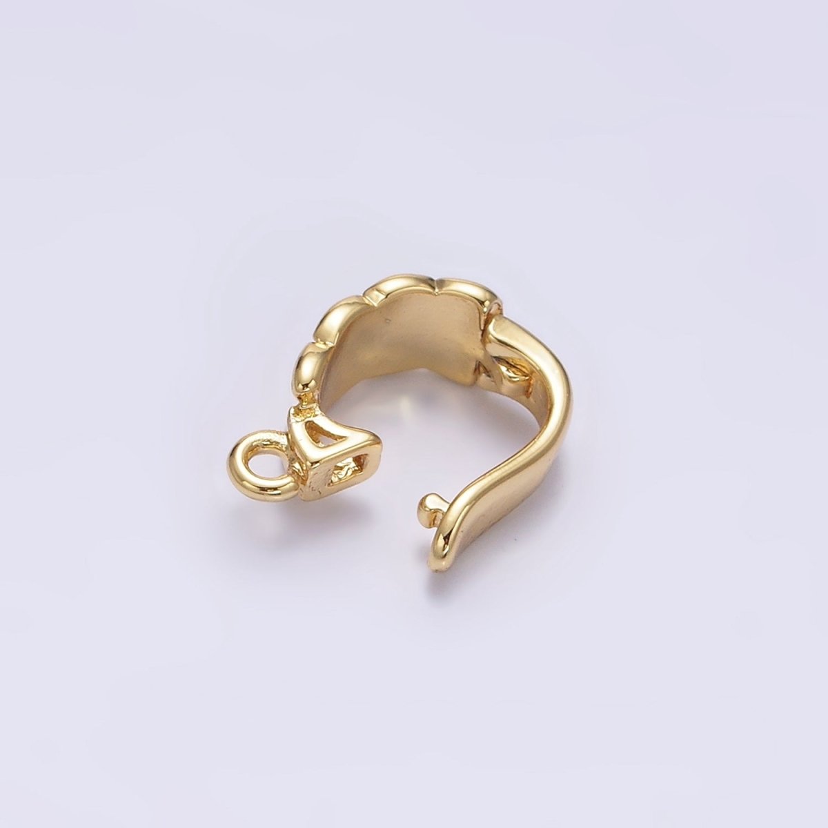 14K Gold Filled Quilted Open Loop Interchangeable Charm Holder Jewelry Supply in Gold & Silver | Z-927 Z-928