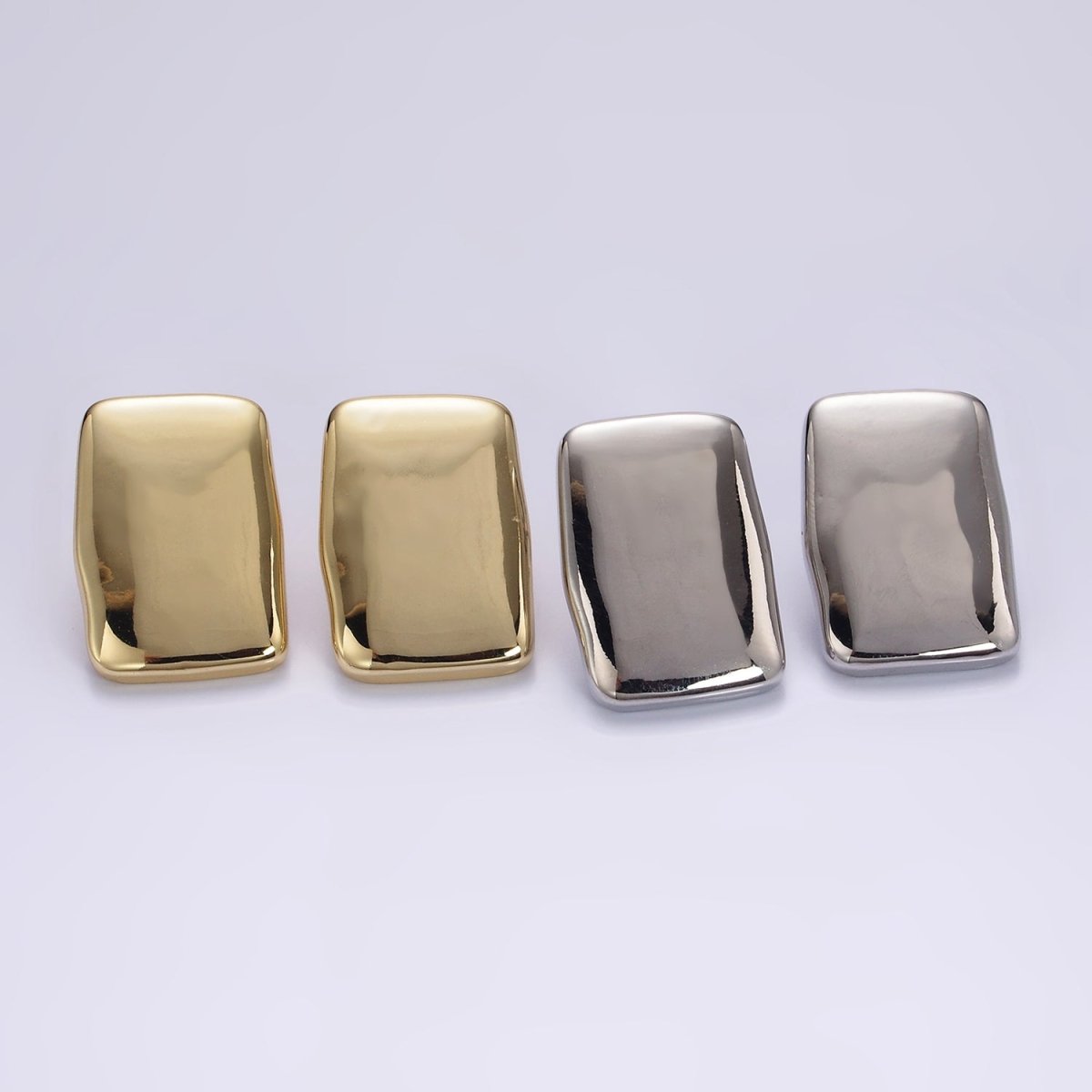 14K Gold Filled Rectangular Bar Stud Earrings in Gold & Silver | AE106 AE107