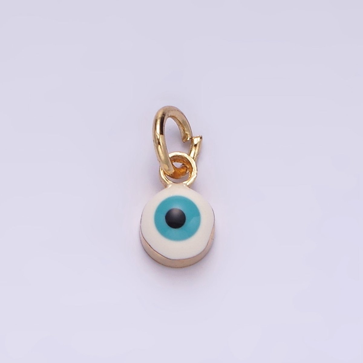 14K Gold Filled Red, Blue, White, Purple Evil Eye Enamel Round Add-On Charm | N1151 - N1154